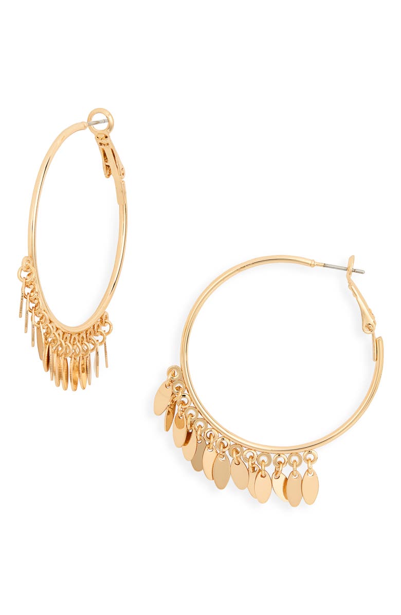 NORDSTROM RACK Shaky Metal Hoop Drop Earrings, Main, color, Gold