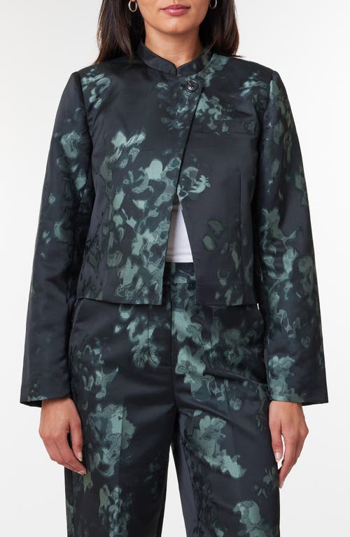 Scotch & Soda Floral Jacquard Crop Jacket in Blossom Green 