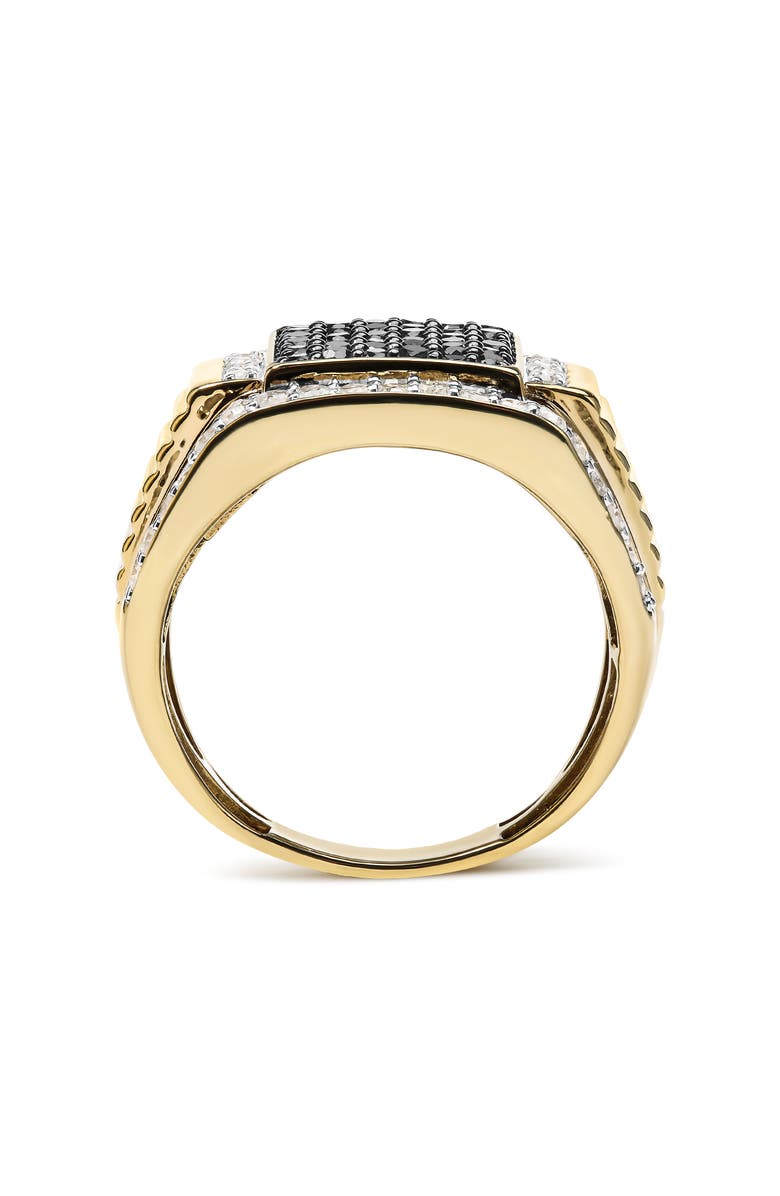 Haus of Brilliance Men's Yellow Gold Plated Silver 1 1/2 Cttw White and Black Diamond Cluster Ring, Alternate, color, Yellow Gold Over Silver