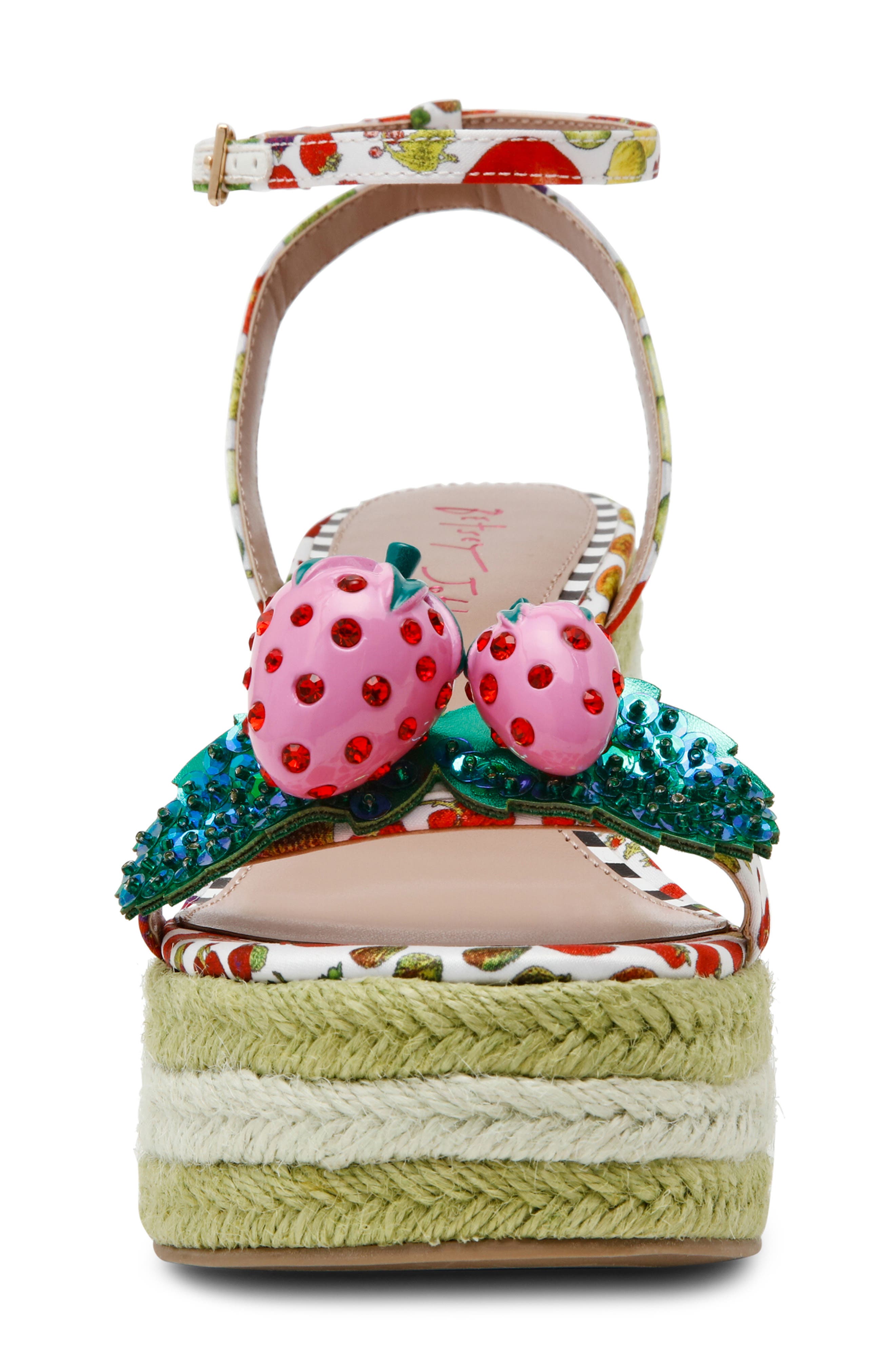 Betsey Johnson Bobbie Platform Wedge Sandal, Alternate, color, White Multi