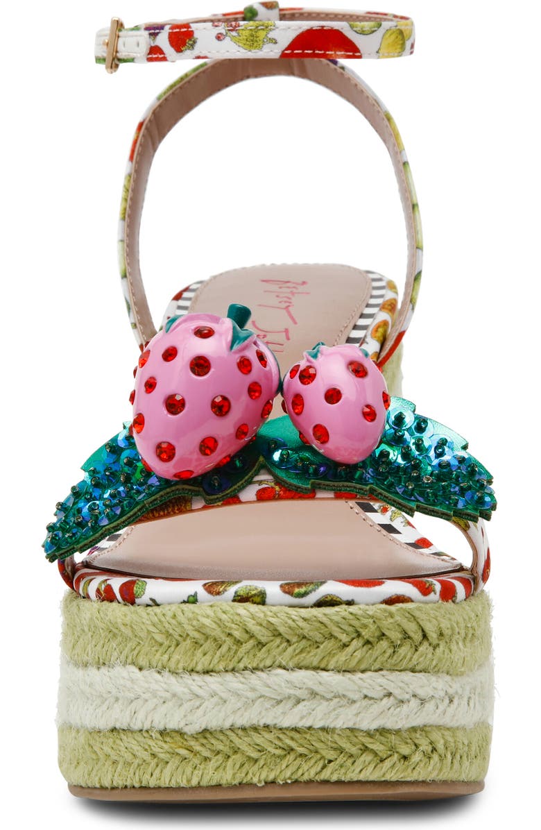 Betsey Johnson Bobbie Platform Wedge Sandal, Alternate, color, White Multi