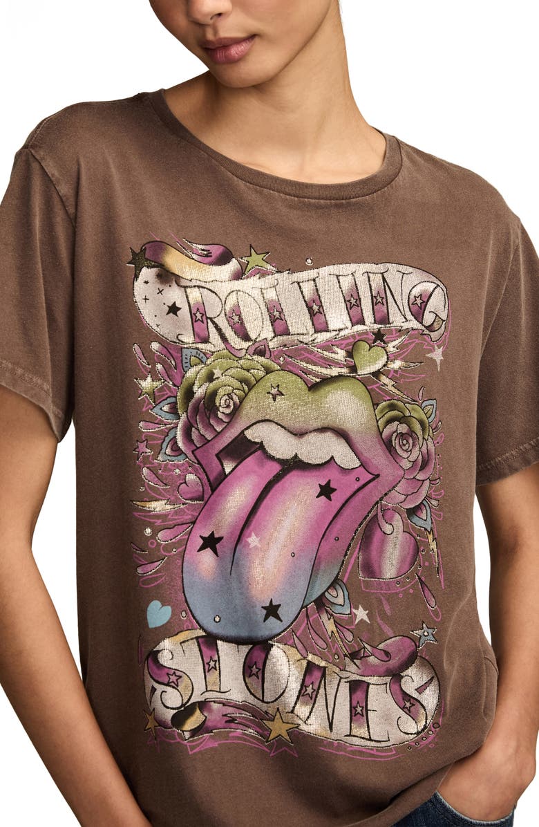 Lucky Brand Rolling Stones Tattoo Cotton Graphic T-Shirt, Alternate, color, Shopping Bag