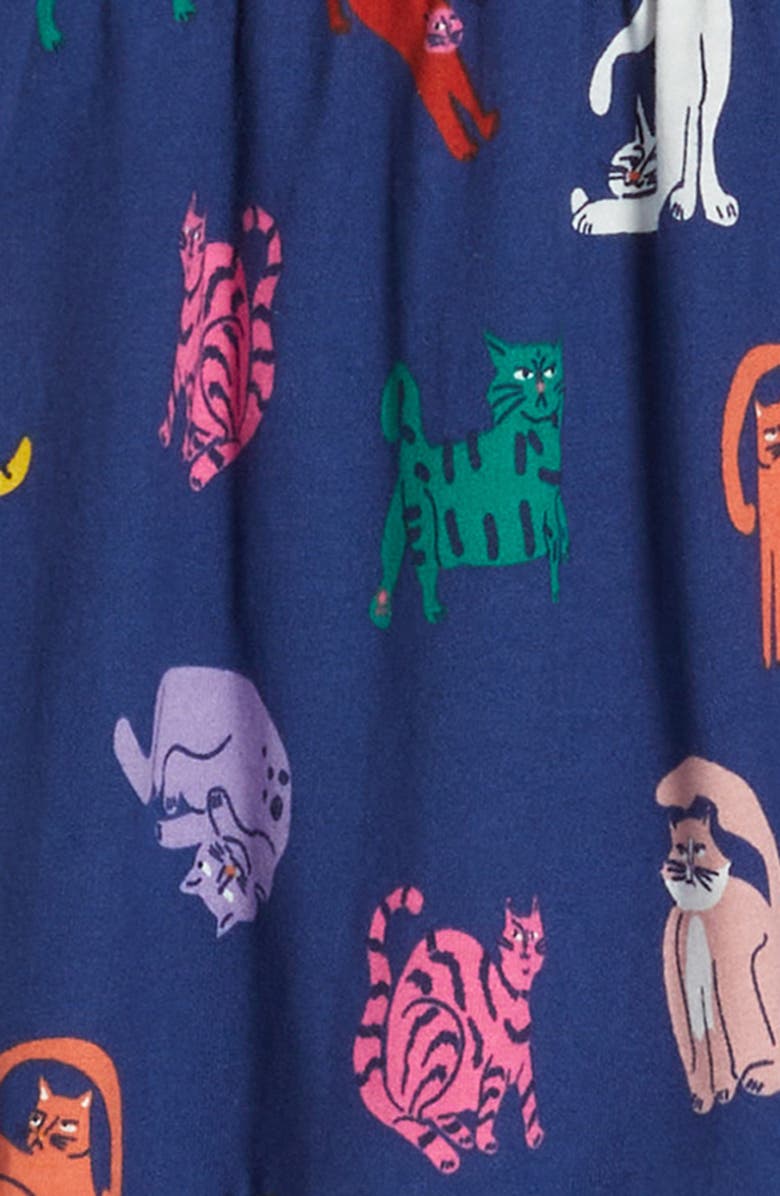 Mini Boden Kids' Ariel Twirly Cat Print Long Sleeve Cotton Jersey Dress, Alternate, color, Mystic Purple Cats