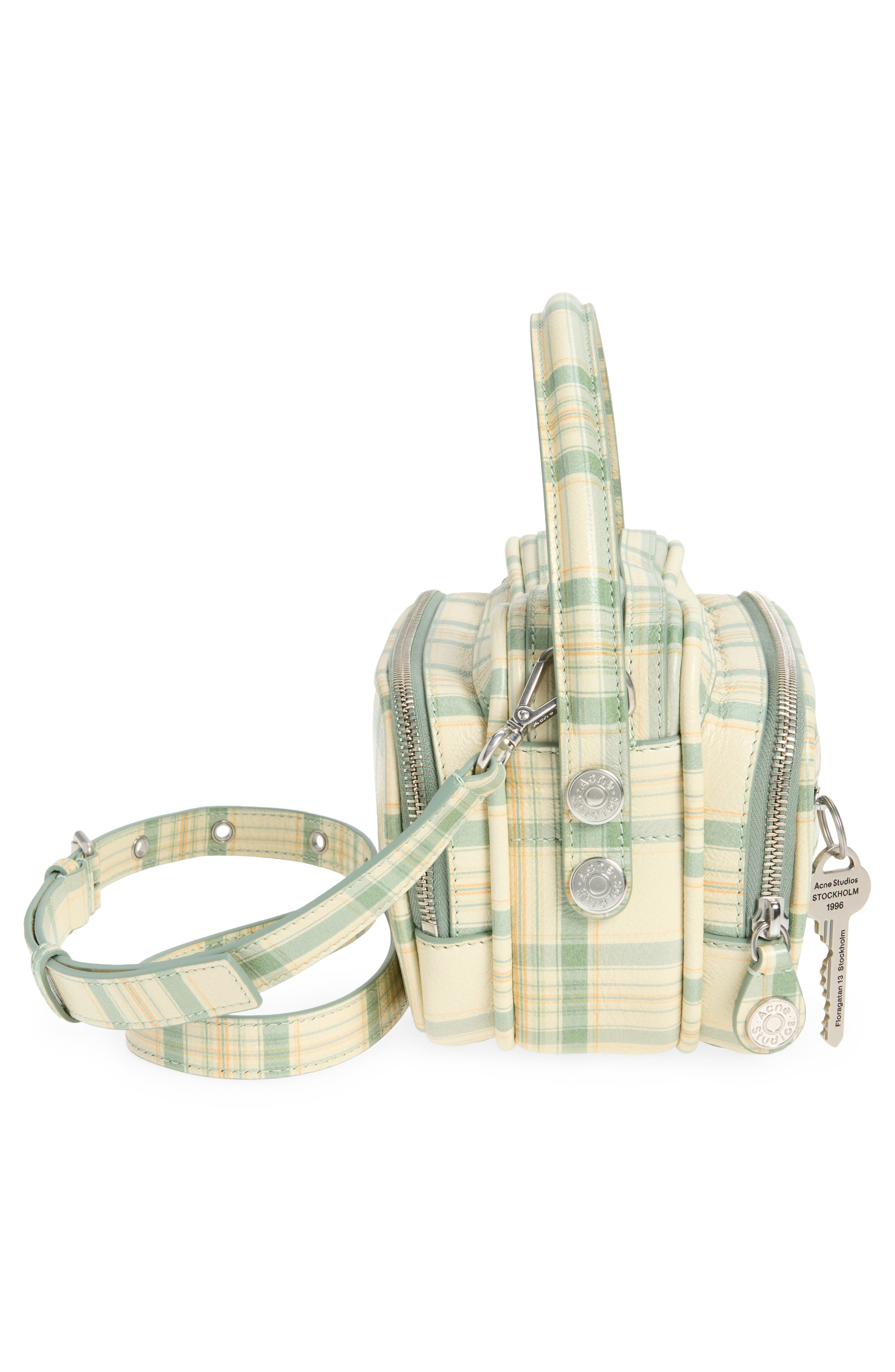 Acne Studios Camero Kit Check Crossbody Bag, Alternate, color, Green/ Orange