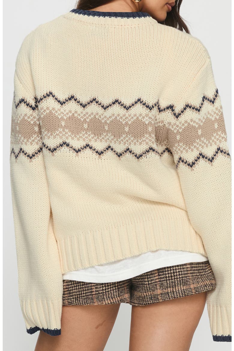 Madalynn Oversize Cotton Blend Jacquard Sweater, Alternate, color, BEIGE