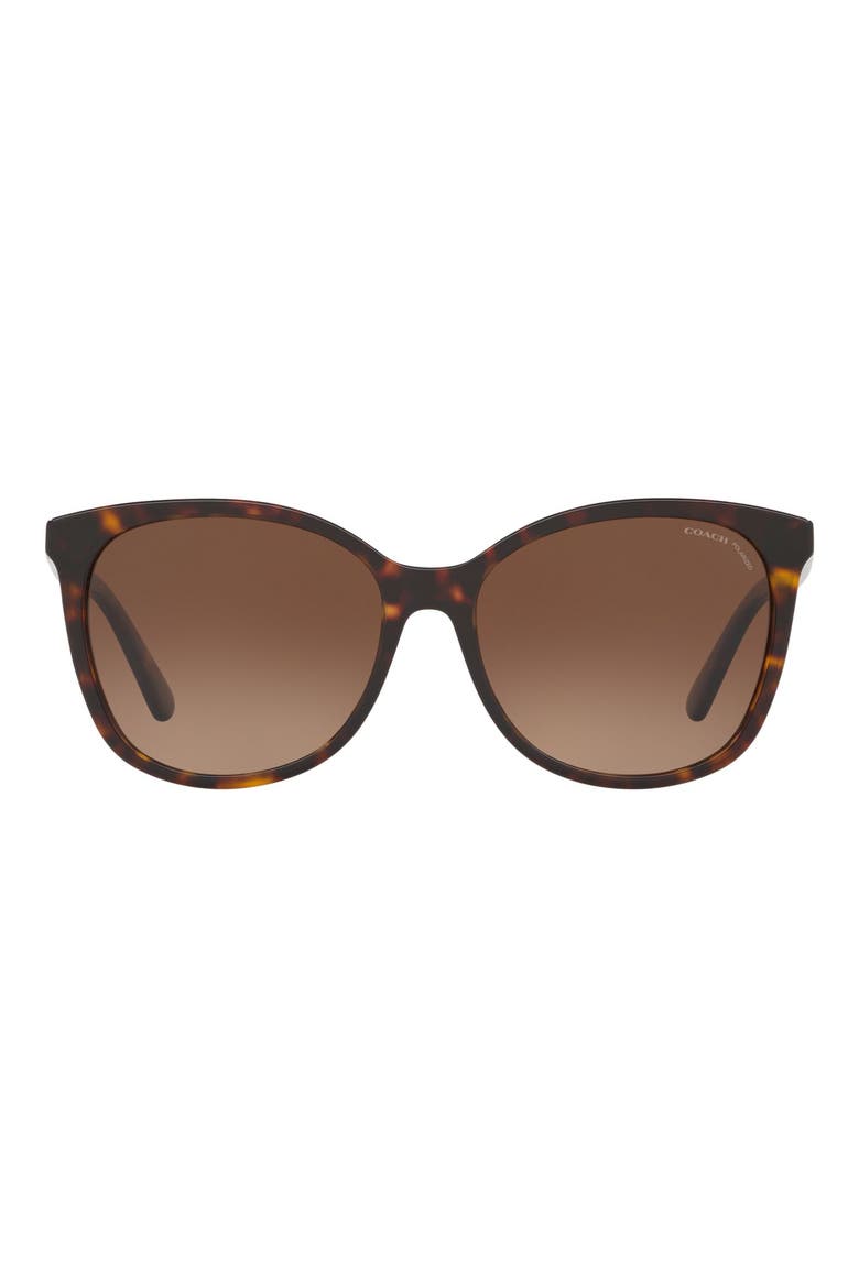 57mm Gradient Polarized Round Sunglasses, Main, color, DARK TORT