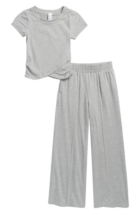 Kids' Lilan Jersey Wrap Top & Wide Leg Pants Set (Big Kid)