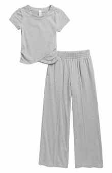 YOGALICIOUS Kids' Lilan Jersey Wrap Top & Wide Leg Pants Set