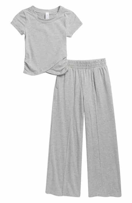 YOGALICIOUS Kids' Lilan Jersey Wrap Top & Wide Leg Pants Set