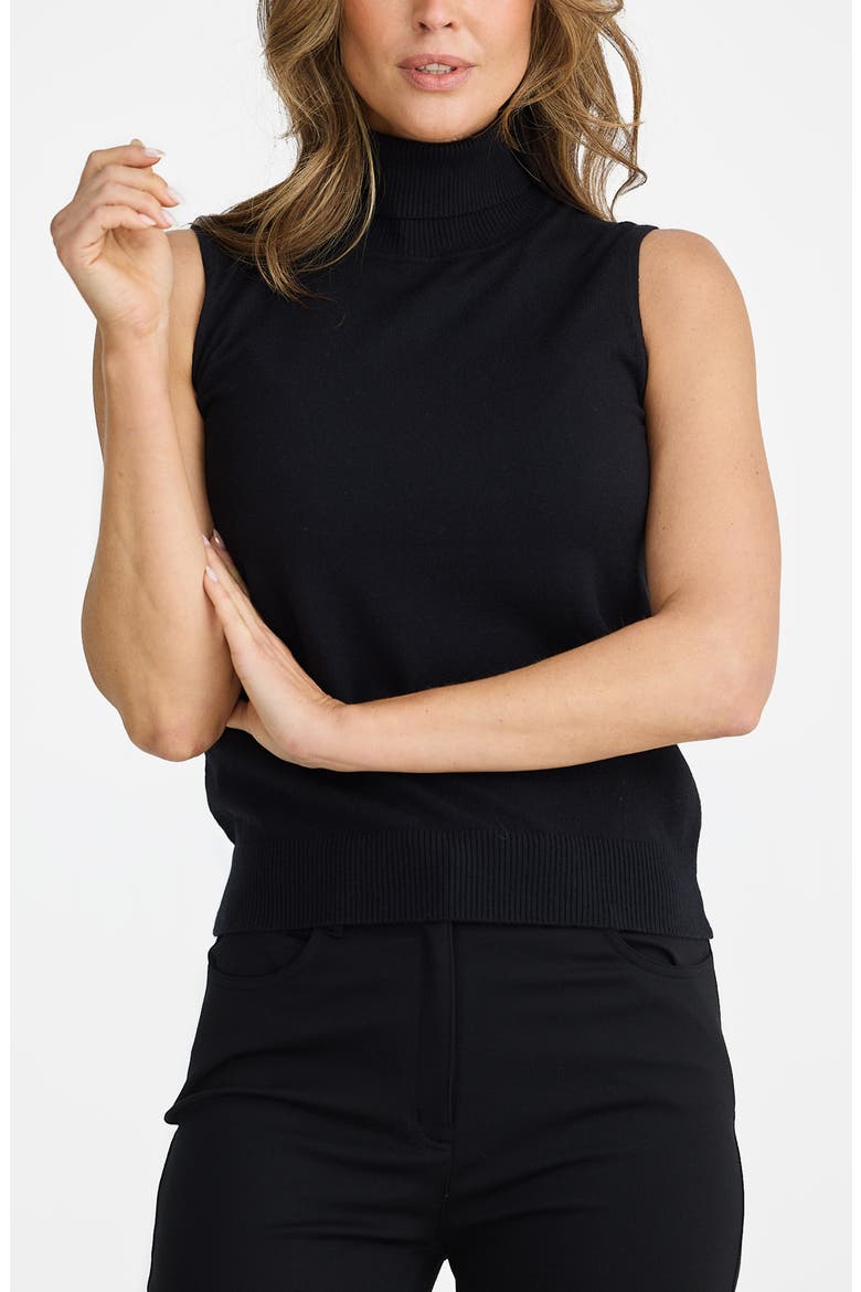Skye Sleeveless Turtleneck Sweater, Alternate, color, BLACK
