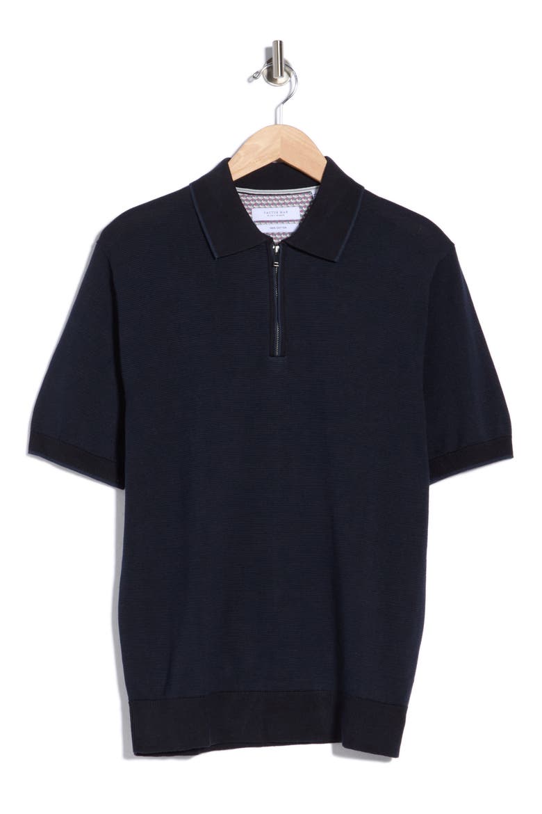 Textured Quarter Zip Polo, Alternate, color, NAVY