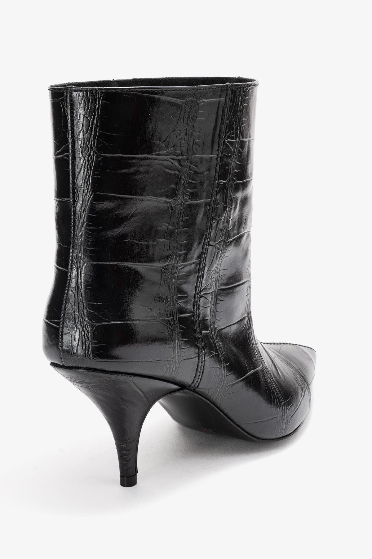 Prologue Shoes Brivelle Pointed Toe Boot, Alternate, color, Black Print Faux Leather