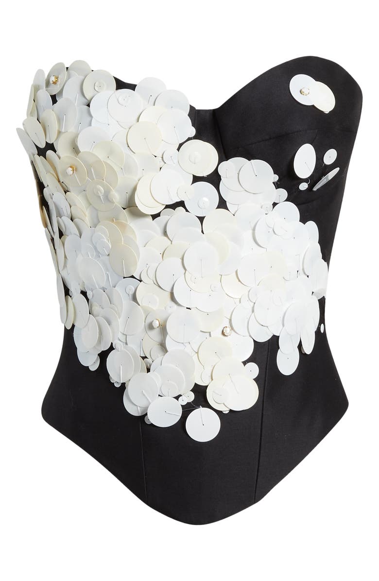 SAINT SINTRA Swarvoski<sup>®</sup> Crystal Embellished Bustier Wool & Silk Corset Top, Main, color,