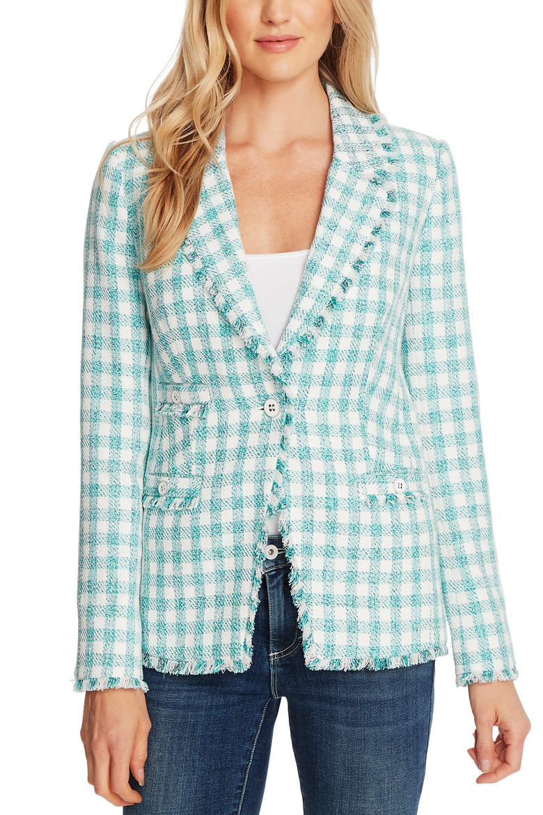 Gingham Tweed Jacket, Alternate, color, SOFT ECRU