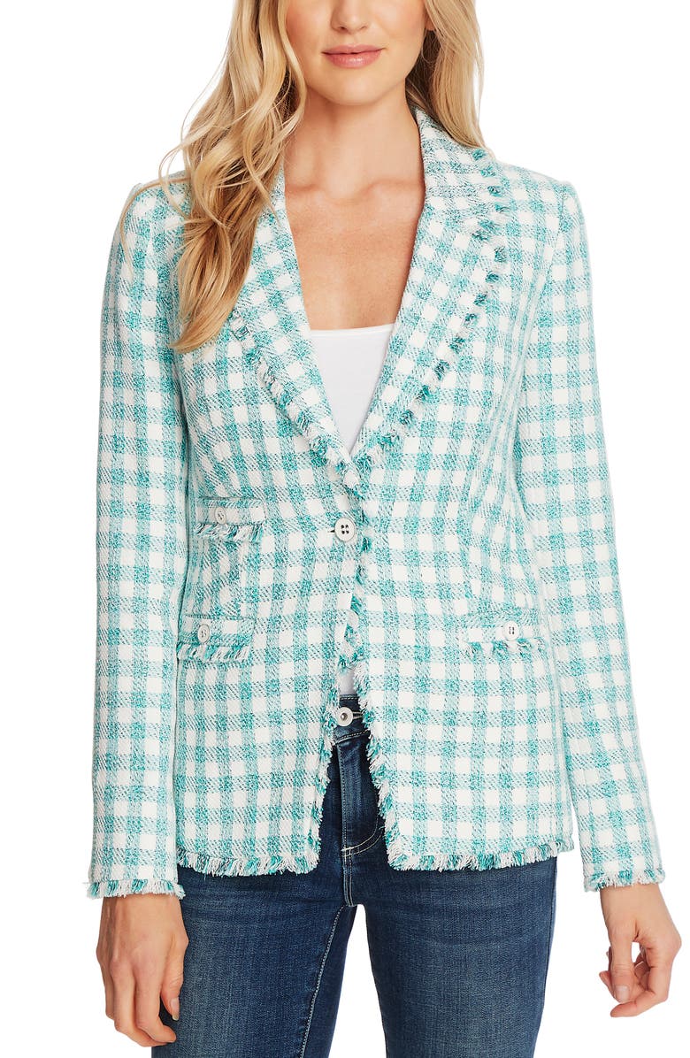 CeCe Gingham Tweed Jacket, Alternate, color, 