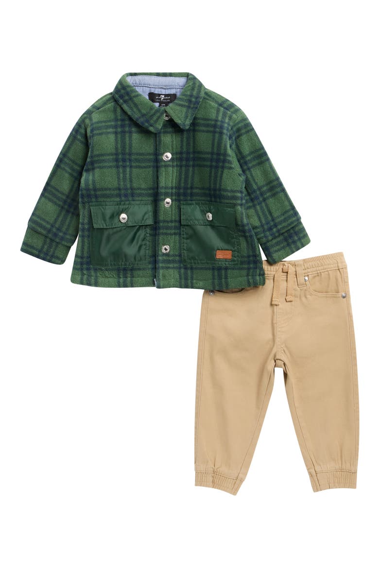 Kids' Plaid Shacket & Joggers Set, Main, color, EVERGREEN