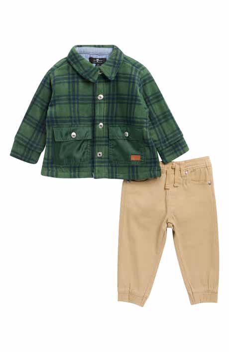 Kids' Plaid Shacket & Joggers Set