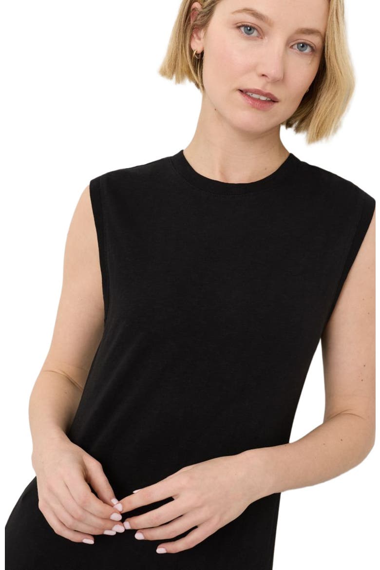 Organic Cotton Soft-Slub Essential Muscle Tee Dress, Alternate, color, Black