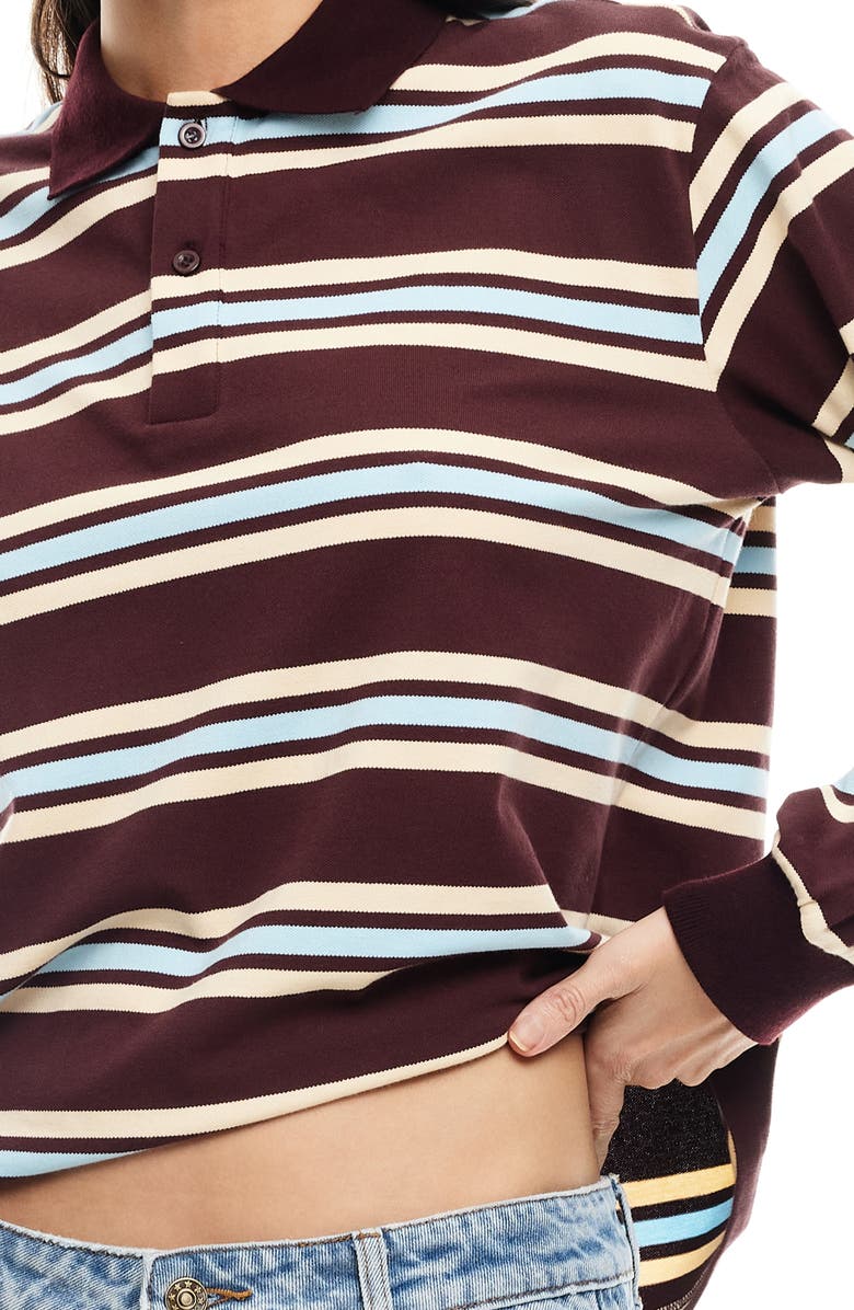 LIONESS Leisure Stripe Long Sleeve Cotton Polo Shirt, Alternate, color, 