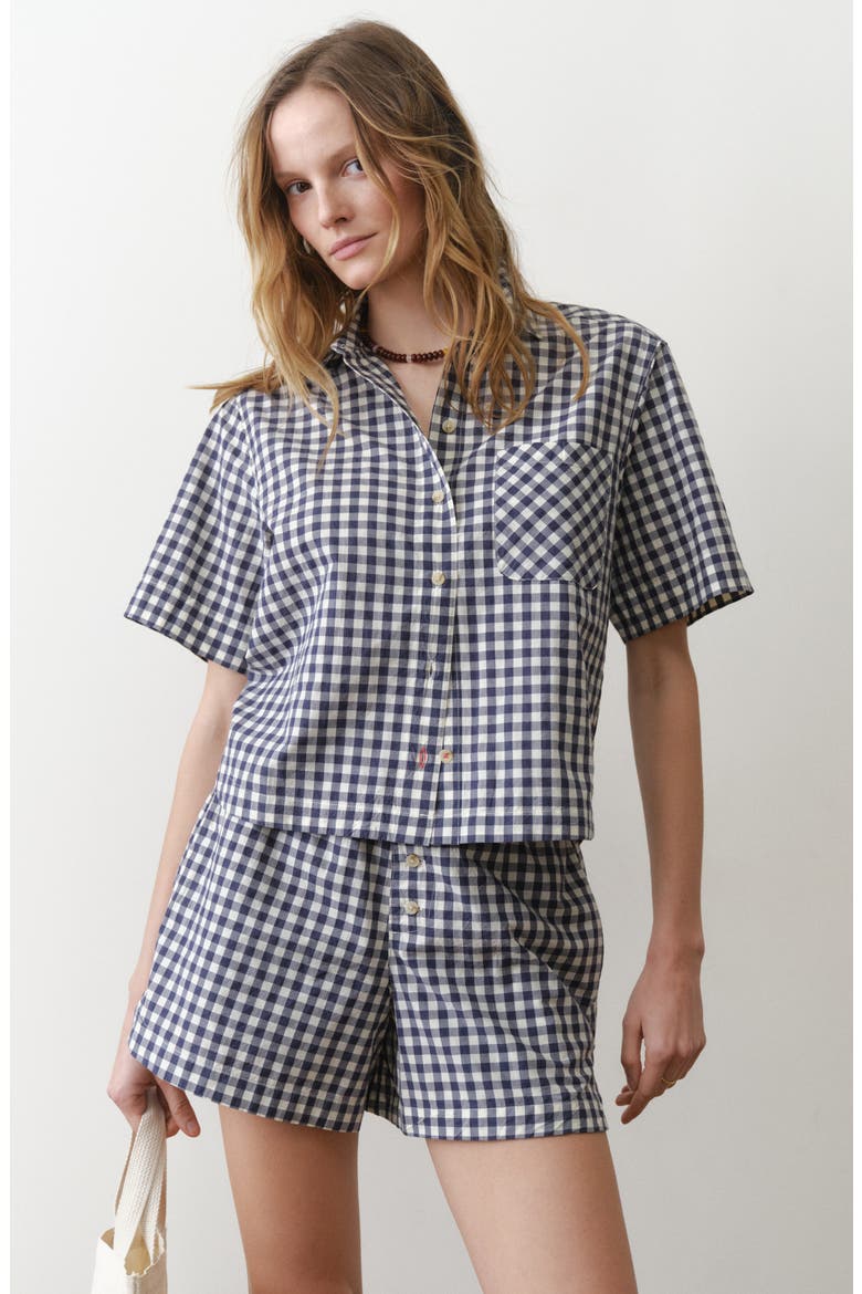 Gingham Cotton Poplin Boxer Shorts, Alternate, color, NAVY GINGHAM