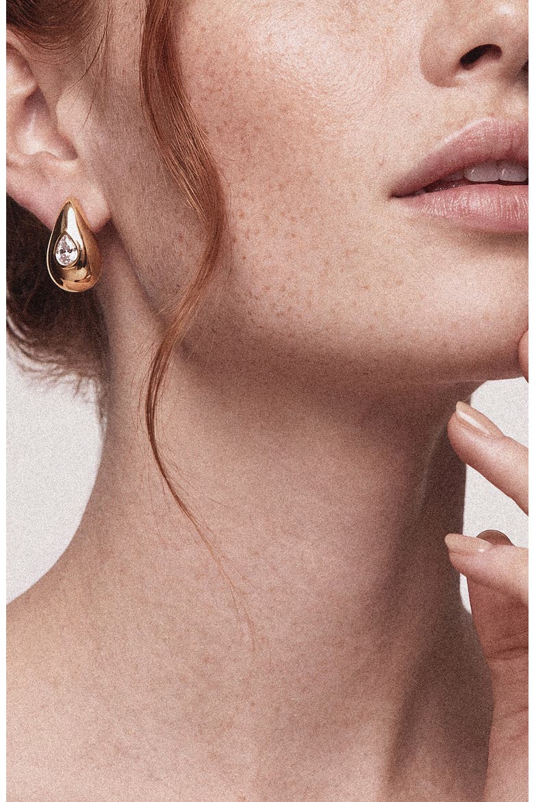 Dome Teardrop Stud Earrings, Alternate, color, GOLD