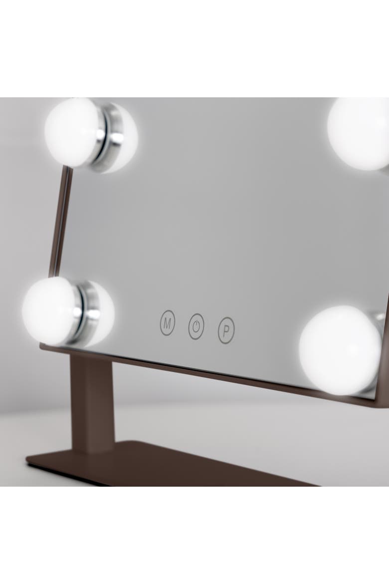 Small Vertical Hollywood Makeup Mirror with Lights, Alternate, color, Chocolate