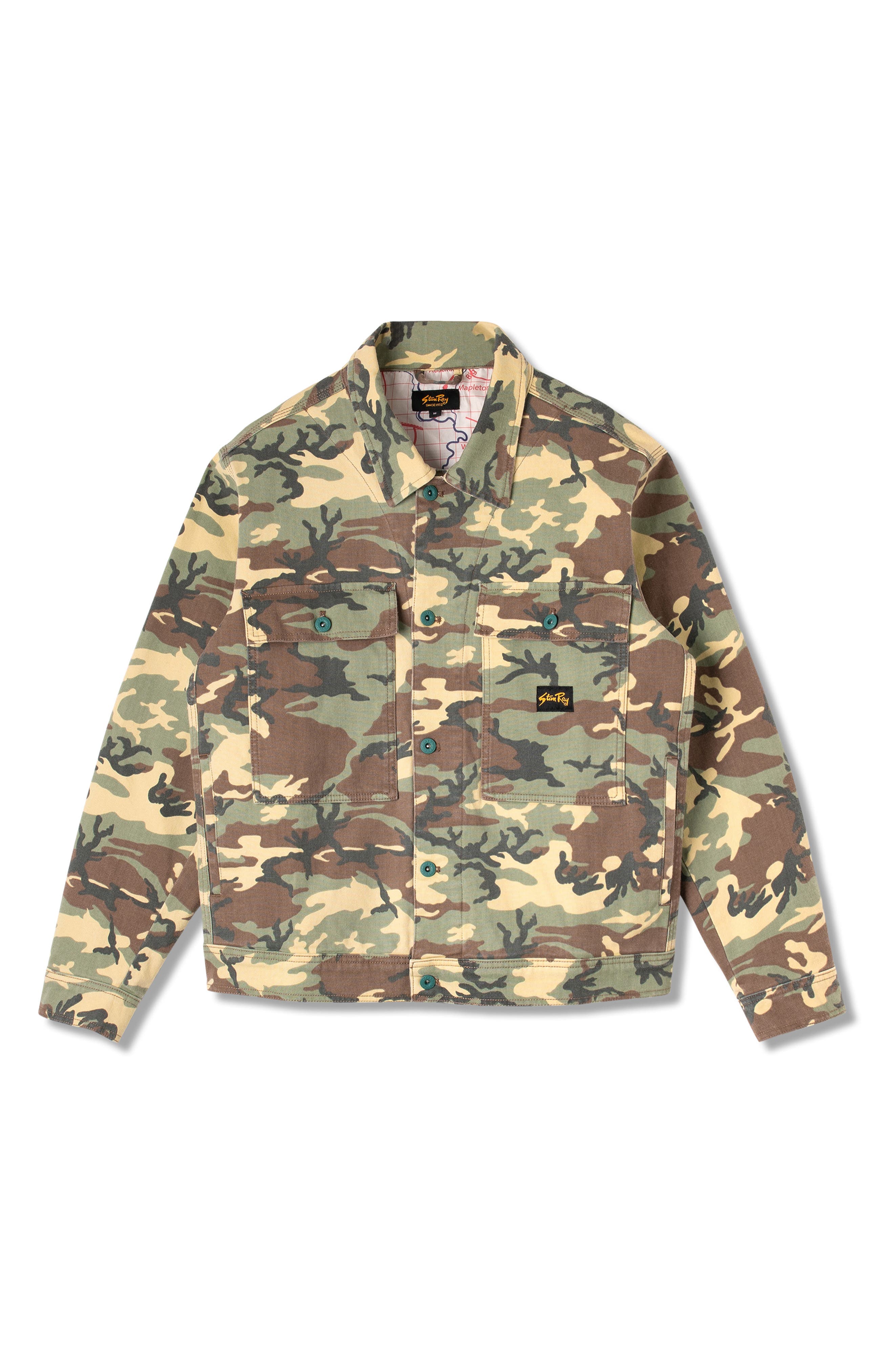 STAN RAY Woodland Camo Lined Cotton Canvas Trucker Jacket
