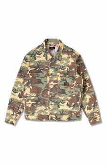 STAN RAY Woodland Camo Lined Cotton Canvas Trucker Jacket