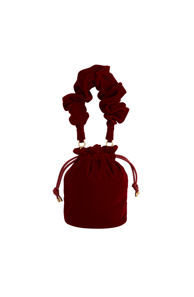 Fable England Red Velvet Bucket Bag, Alternate, color, Ruby Red
