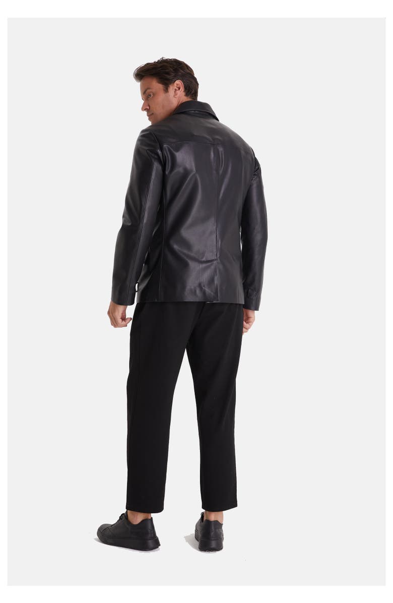 Furniq UK Felix Leather Jacket, Alternate, color, Black