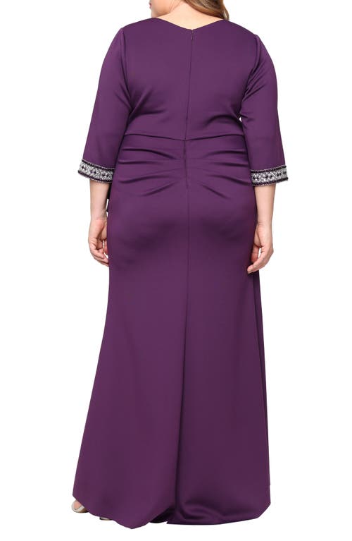 Alex Evenings Embellished Stretch Crepe Gown In Purple