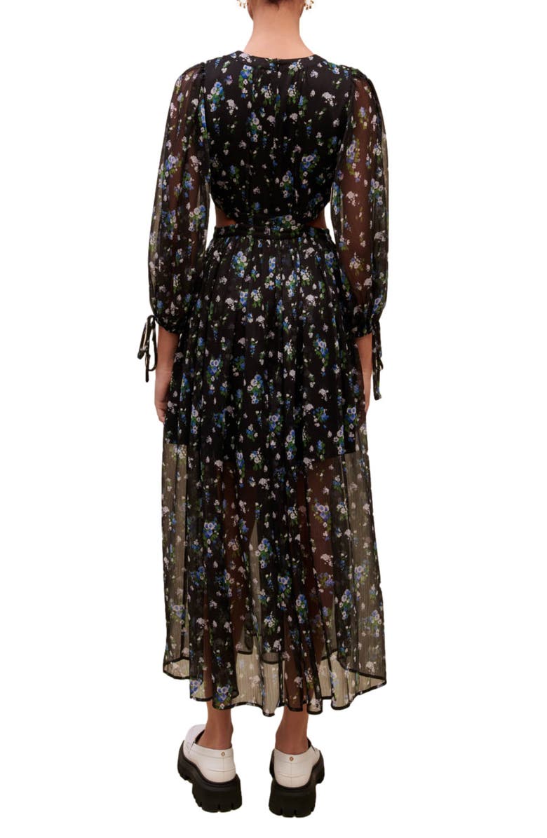 maje Risof Floral Cutout Dress, Alternate, color, Blue Bouquet