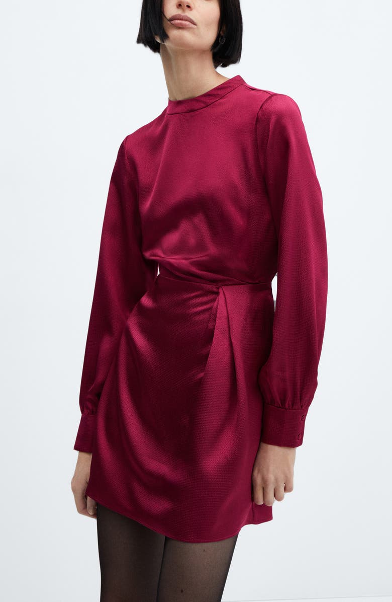 MANGO Long Sleeve Satin Dress, Alternate, color,