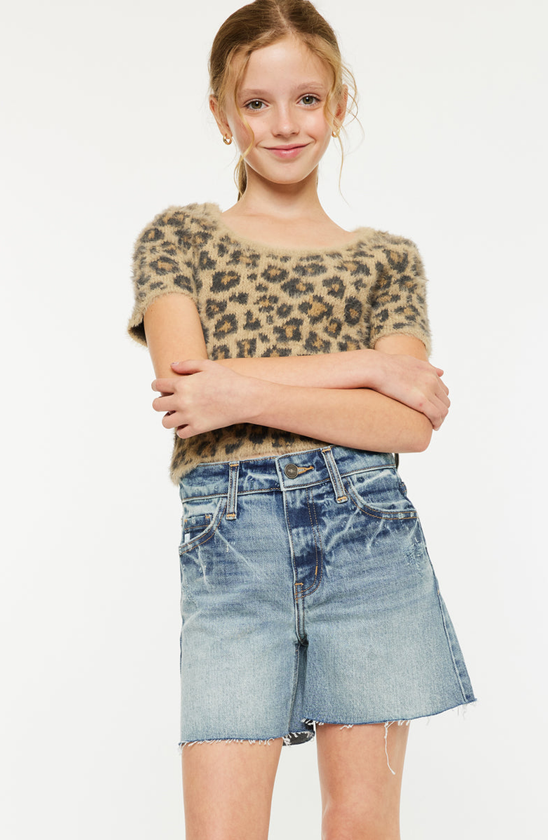 KanCan Junie High Rise Shorts, Alternate, color, Medium Wash