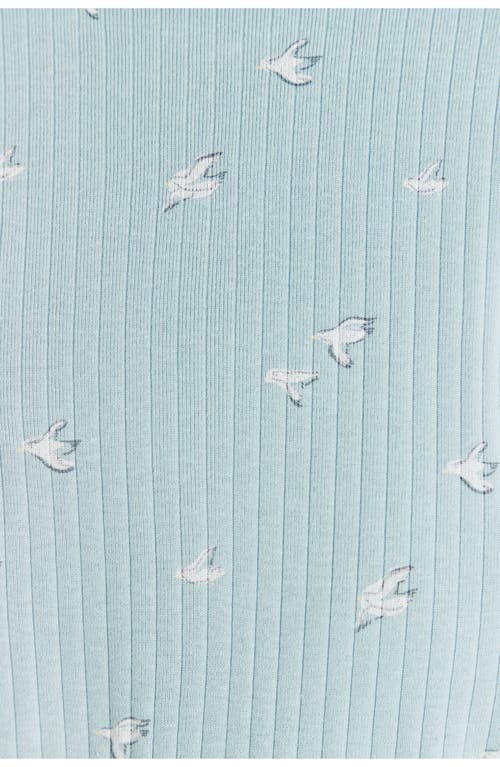 Babycottons Goose Zip Footed Pajama In Light Blue