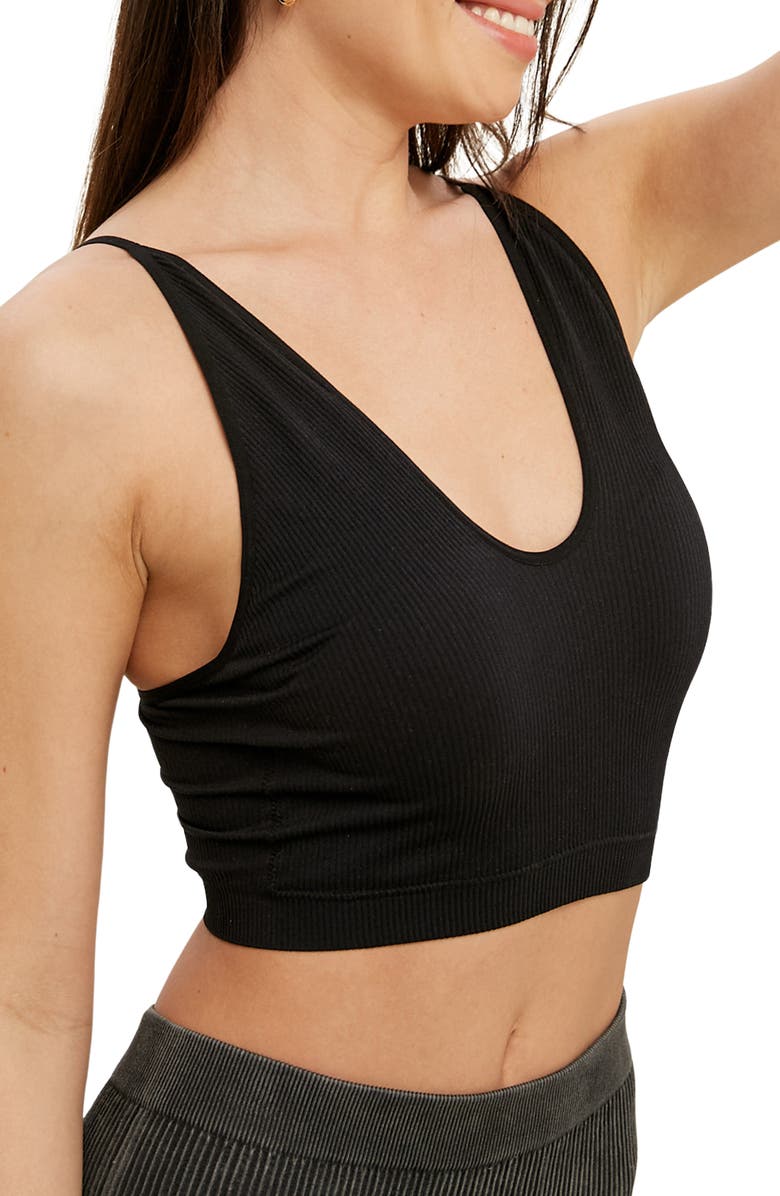 WISHLIST Seamless Scoop Neck Bralette, Alternate, color, Black