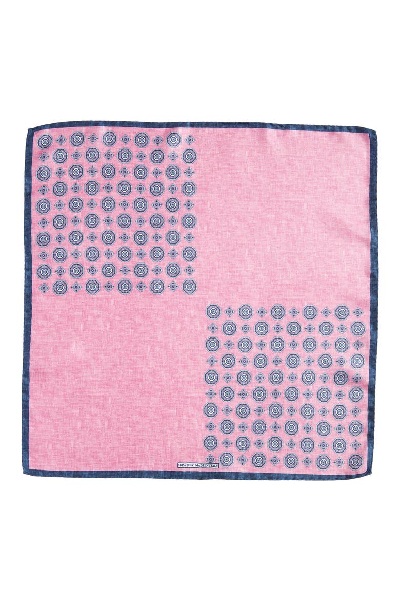 Medallion Reversible Silk Pocket Square, Alternate, color, PINK