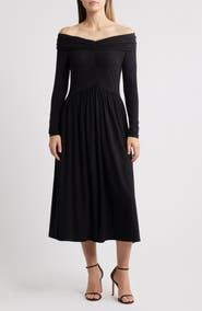 NIKKI LUND Olia Off the Shoulder Long Sleeve Dress