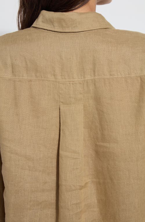 Lyssé Rose Roll Tab Linen Utility Shirt In Olive Tint