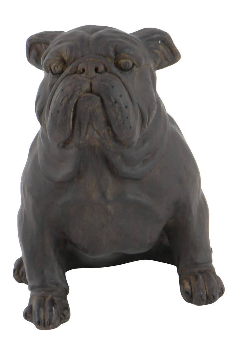 Brown Polystone Bull Dog Sculpture, Alternate, color, BROWN