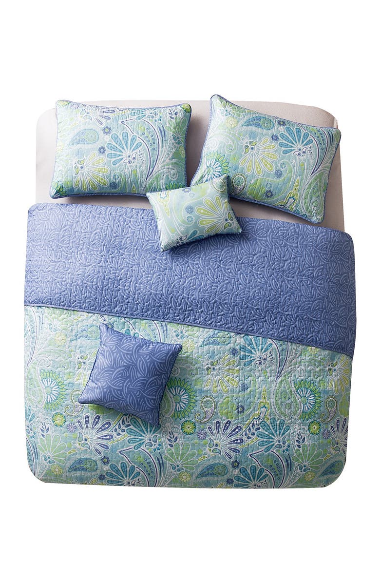 VCNY HOME Harmony Reversible Blue Paisley Quilt Set - Full/Queen, Alternate, color,