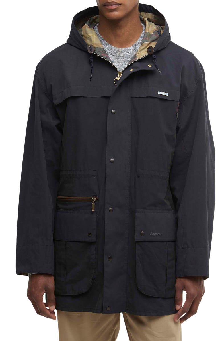 Barbour Icons Durham Waterproof Hooded Raincoat, Main, color, Navy