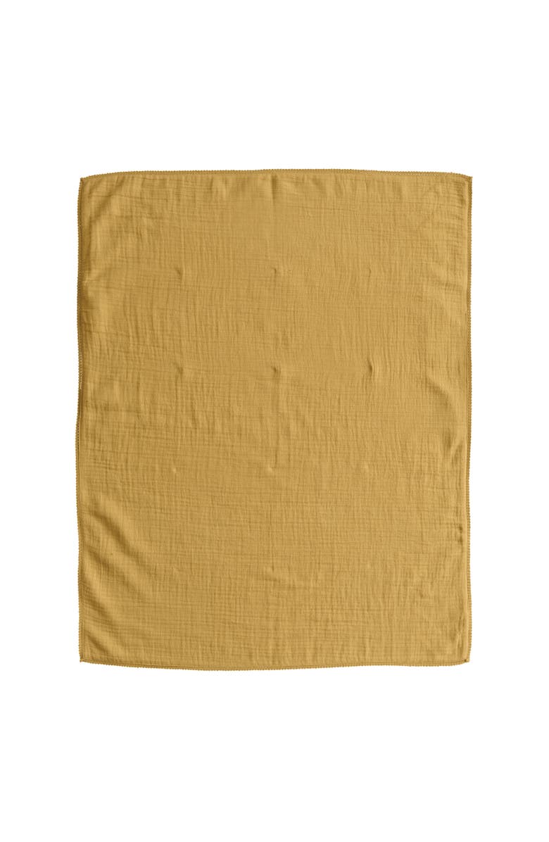 Storied Home Cotton Double Cloth Baby Blanket with Trim in Bag, Main, color, Yellow