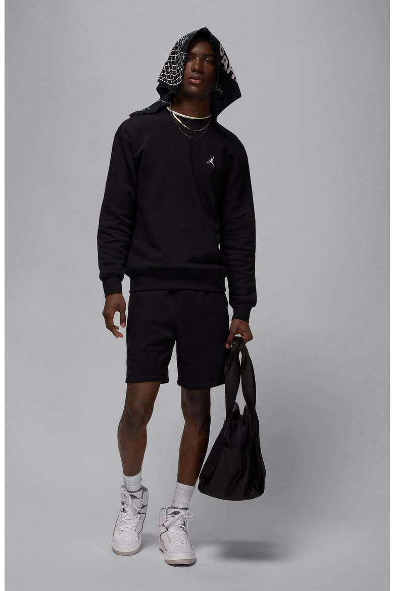 Jordan Break Fleece Crewneck Sweatshirt, Alternate, color, BLACK/ WHITE