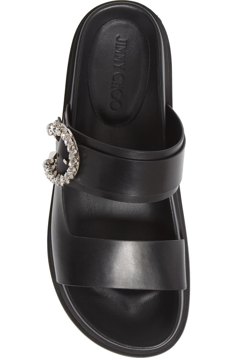 Jimmy Choo Marga Crystal Buckle Flat Sandal, Alternate, color,
