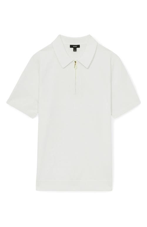 Reiss White Berkley Cotton Half-zip Knitted Polo Shirt In White