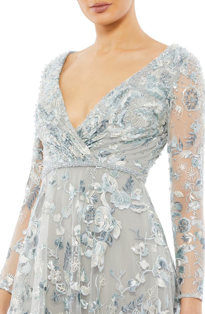 Mac Duggal Floral Embroidered Long Sleeve Gown, Alternate, color,