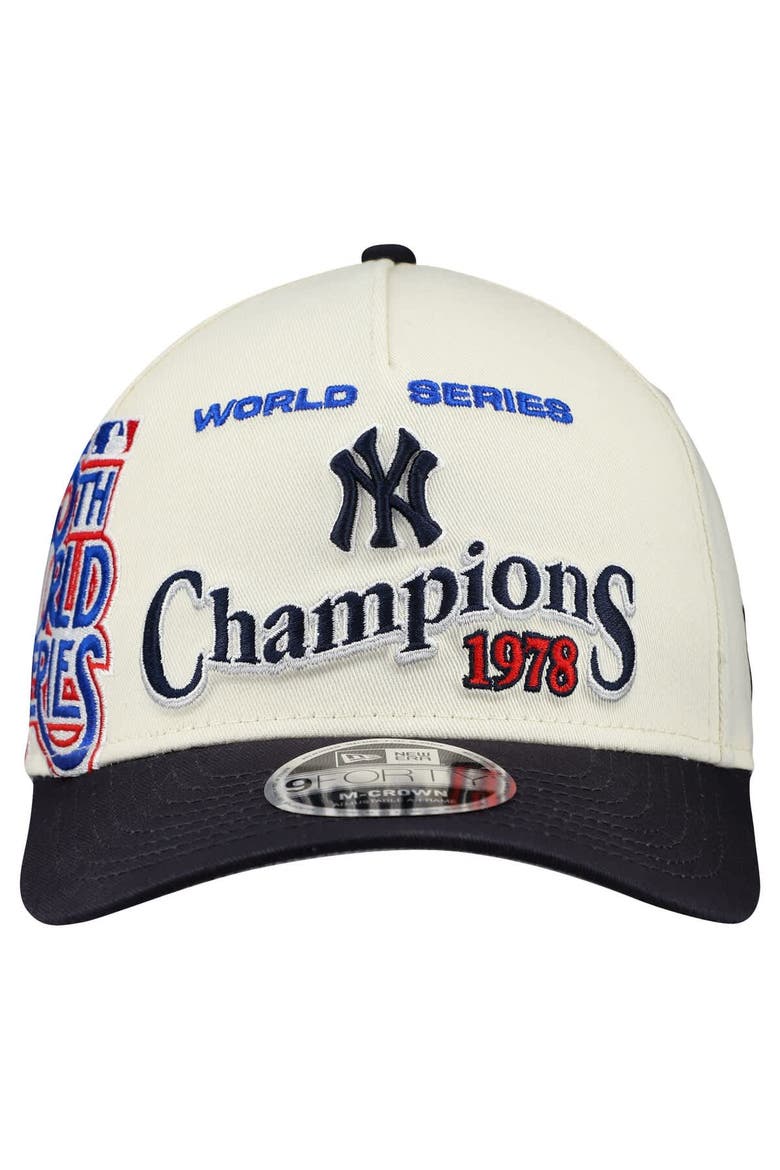 Men's New Era  Cream/Navy New York Yankees World Series 9FORTY M-Crown A-Frame Adjustable Hat, Alternate, color, Cream
