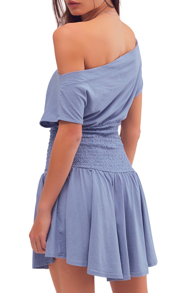 Scorching Hot One-Shoulder Cotton Minidress, Alternate, color, BUE SUEDE