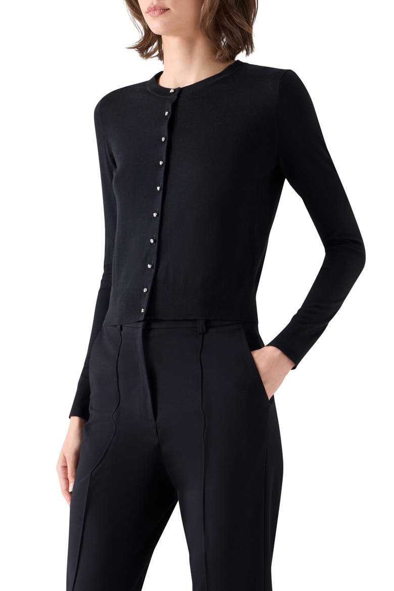 Merino Wool Cardigan, Alternate, color, BLACK